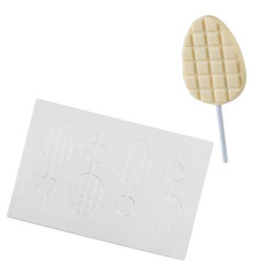 LolliPops Model Ou, Plastic Mould 4 Cavities 7.7 x 5.2 x H 0.9 cm, Set 2 Pieces