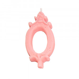 Lumanare Tort H 8.5 cm, Cifra 0, Roz