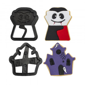 Műanyag Halloween kivágók - Vámpír ház R 8 x H 2,2 cm, 2 db - Img 2