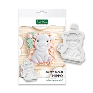 Mulaj Silicon Baby Jungle Hipopotam si Fundita, 2 Subiecte Ø 0.9 si 6.4 cm