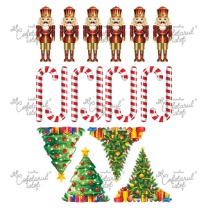 Nyomtatott cukorpaszta karácsonyi modell1, 17 díszítés Ø 8 cm, A4 - Cukrászda Istet