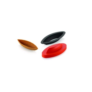 Ovális torta 12 x 4 x H 2 cm - Hőre lágyuló mikroperforált réz, 6 darabos készlet + vágókés