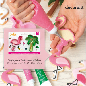 Palmier si Flamingo - Decupatoare Plastic Ø 9.5 si 10 x H 2.2 cm, Set 2 Buc - Img 3