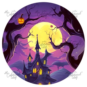 Pasta Zahar imprimata Halloween Model 5, Ø 20 cm - Cofetarul Istet
