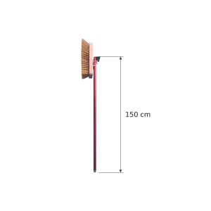 Perie Vatra Cuptor, 18 cm cu Fire Alama si Razuitor, Maner Aluminiu 150 cm Rosu