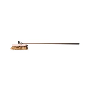 Perie Vatra Cuptor 22.5 cm, cu Fire Alama si Razuitor, Maner Aluminiu 150 cm Maro