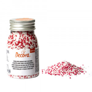 Perle Zahar Colormix - Alb si Rosu Ø 1.5 mm, 100 gr