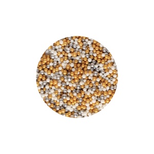 Perle Zahar Mixt Alb, Argintiu, Auriu, 80 gr