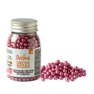 Pink Metallic Pink Sugar Pearls Ø 5 mm, 100 gr - Img 1