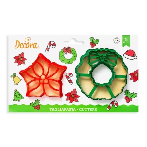 Plastic Christmas Cutters - Star, Wreath, Ø 8.5 - 9 x H 2.2 cm, 2 pieces - Img 1