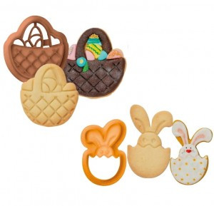 Plastic Cutters Bunny in Egg and Egg Basket, R 7.5 and 6.5 x H 2.2 cm, 2 pcs - Img 2