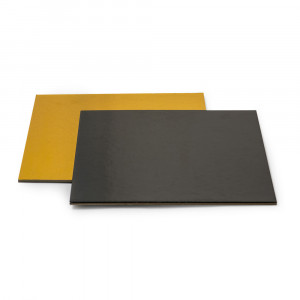 Platou Tort Patrat 2 Fete, Negru/Auriu, 36x36xH0.3 cm