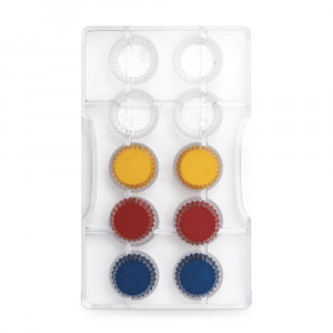 Polycarbonate Chocolate Mould, Cupcake Ø 2.5cm, 10 Cavities, 20x12xH2.2cm - Img 1