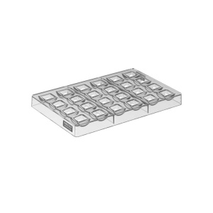 Polycarbonate mould 24 Praline Domus, 2.5 x 2.5 x H 1.5 cm, 17.5 x 27.5 cm (CH057), 7.2 gr - Img 2