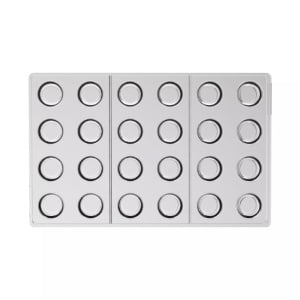 Polycarbonate mould 24 Pralines Cylinder, Ø 2.2 x H 2.2 cm, 17.5 x 27.5 cm (CH046), 8 ml - Img 3