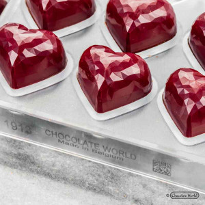 Polycarbonate mould Diamond Heart 21 Praline Chocolate Pralines 3.6 x 2.95 x H 1.9 cm, 13 gr - Img 3