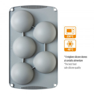 Semi-spherical silicon mould Ø 8 x H 4 cm, 5 cavities - Img 2