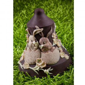 Silicon mould 3D Bell Bell Shape Decorated with Rabbits, Ø 14.5 x H 17 cm - Img 4