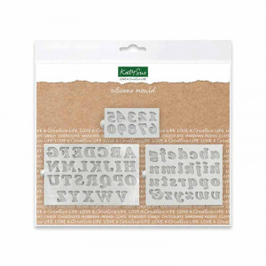 Silicone mould Alphabet + Cookie Style Alphabet + Numbers H 1.2 cm, Set of 3 pieces - Img 1