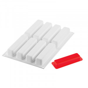 Silicone mould Eclair Stripes 13 x 2.8 x H 2.8 cm, 8 cavities, 95 ml - Img 2