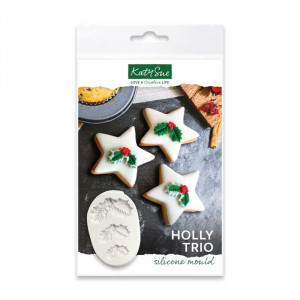 Silicone mould Ilex leaves Christmas Katy Sue Ø 2.6 - 5.4 cm, 3 decorations - Img 2