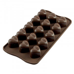 Silicone mould Silikomart Praline Praline Heart 3 x 2.2 x H 2.5 cm, 10 ml, 15 cavities (SCG01)
