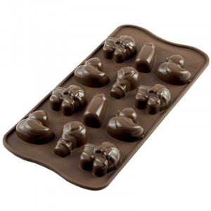 Silicone Praline mould Silikomart Praline Botez 3.5 x 3.2 x H 1.5 cm, 11 ml, 12 cavities (SCG31) - Img 1