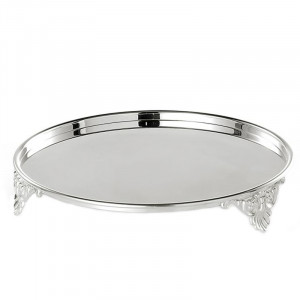 Silver-plated Brass Round Cake Stand, Ø 27.5 x H 4.8 cm, Cardinal Style