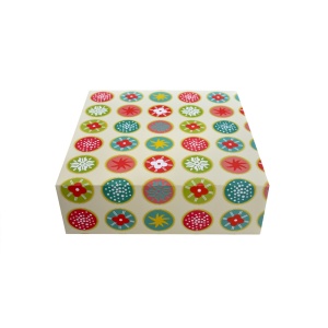 Square Desert Box, Cardboard Kaleidoscope Design 25 x 25 x H 8 cm - Img 2
