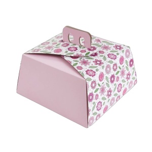 Square Dessert / Cake Box, Cardboard Floral Design 24 x 24 x H 13.5 cm - Img 1