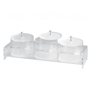 Suport cu 3 Cutii Multiuz Capac Detasabil, Plexiglas Transparent, 41.5 x 15 x H 11.5 cm