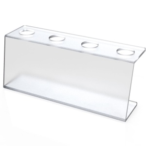 Suport Servire Conuri Inghetata cu 4 Orificii Ø3.5 cm, Plexiglas Satinat, 28.5 x 9 x H 13cm