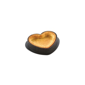 Szívtorta 8 x 7 x H 2 cm - Mikroperforált hőre lágyuló réz, 8 db-os készlet