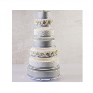 Torta / büféállvány, Infinity modell, átlátszó plexi, 7 kerek tányérral
