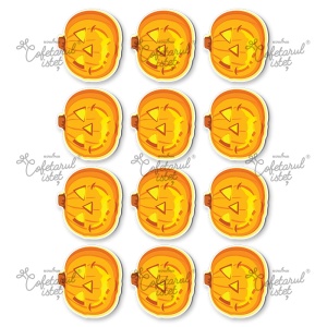 Vafe imprimate Halloween - Set 12 Decoruri Decupate Dovleac Ø 6 cm - Cofetarul Istet - Img 2