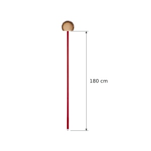 Vatra Round Pizza Oven Brush, Ø 19 cm, with Brass Bristles and Scraper, 180 cm Red Aluminium Handle