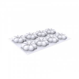 Комплект Blossom Tarte ¿ 7 x H 2 cm, 8 микроперфорирани медни + силициеви формички 8 кухини - Img 3