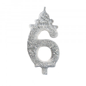 Свещ за торта H 8,5 cm, фигура 6, сребро - Img 1