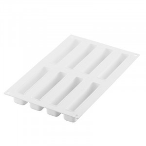 Силиконова форма Eclair Stripes 13 x 2,8 x H 2,8 cm, 8 кухини, 95 ml - Img 3
