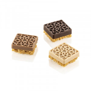 Силиконова форма Square Decor Maur Maur 4 x 4 x H 1,6 cm, 15 кухини, 23 ml (SF379) - Img 2
