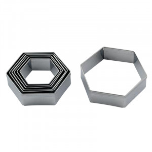Шестоъгълни ножове от неръждаема стомана Ø 4,2 - 7,5 x H 2 cm, кутия 7 бр. - Img 1