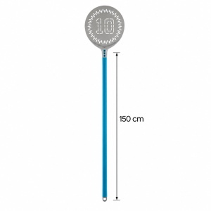 10-es modellű, kerek, lyukacsos pizzalapát, eloxált alumínium, Ø 36 cm, 150 cm-es nyél, kék