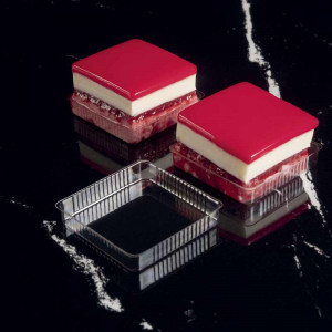 Baza Plastic Prezentare Mignon, Model Patrat Transparent, 3.5 x 3.5 x H 0.8 cm, Set 2400 Buc