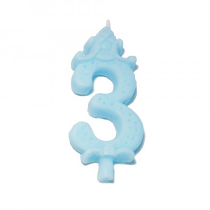 Cake Candle H 8.5 cm, Figure 3, Blue - Img 1