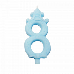 Cake Candle H 8.5 cm, Figure 8, Blue - Img 1