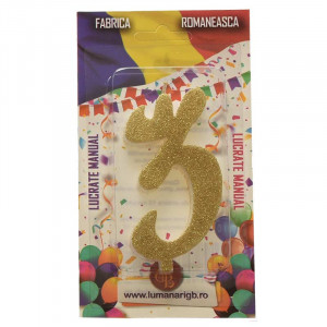Cake Candle XL H 12 cm, Figure 3, Golden - Img 2