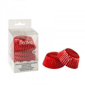 Chese L Hartie Rosu Metalizat, Ø 5 x H 3.2 cm, 60 buc