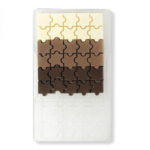 Chocolate polycarbonate mould, 32 jigsaw pieces, 20 x 12 x H 2 cm - Img 3