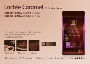 Ciocolata cu Lapte Lactee Caramel 31.1% Barry Callebaut, 1 kg - Img 3