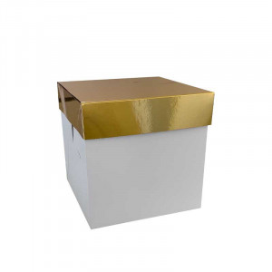 Cutie Patrata Desert / Tort, Carton Alb / Capac Auriu, 20 x 20 x H 20 cm, Set 20 Buc - Img 1